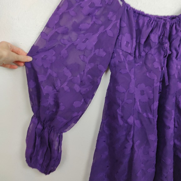 Urban Outfitters Wisteria Dress Womens Small Purple Floral Chiffon Boho Romantic - Picture 3 of 11